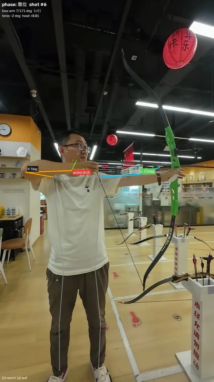 AI 标注关键帧:靠位期的骨架、双臂角度与锚点距离